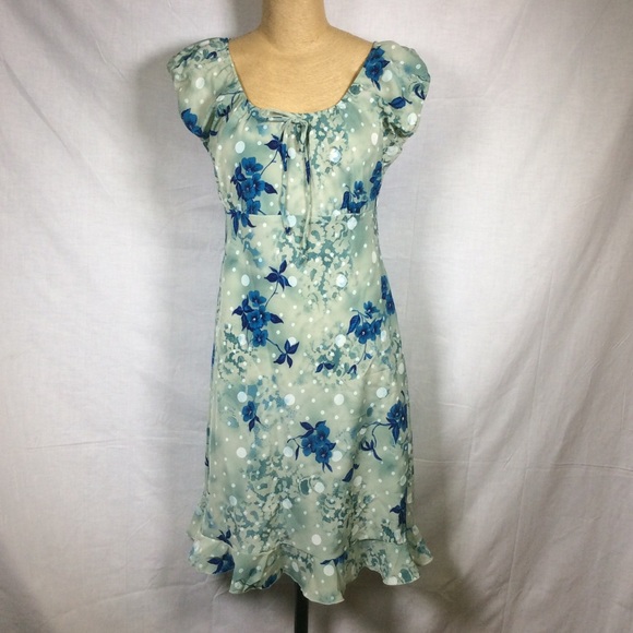 Nicolete Green/Blue Floral Dress - Picture 1 of 12